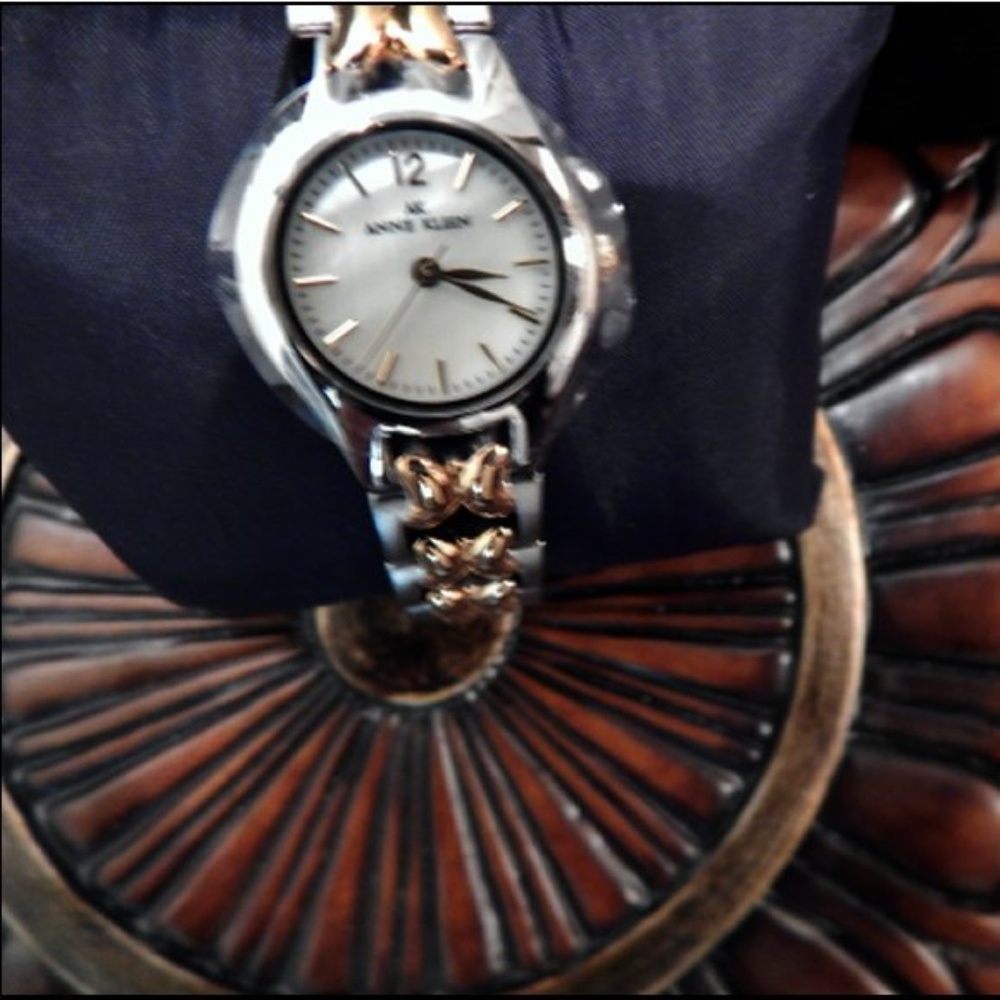 Anne Klein Womens Two Tone Mother Of Pearl Watch